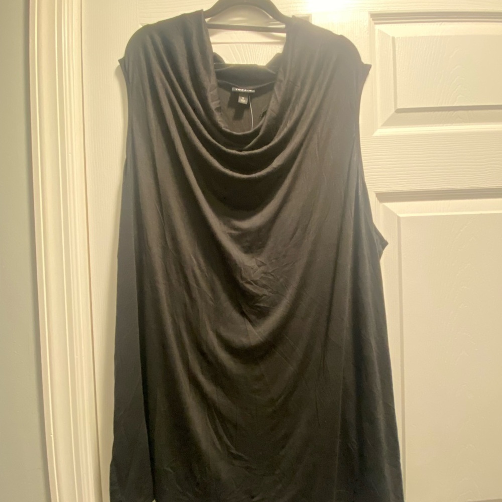 Torrid Blouse Sleeveless Drape Neck Black